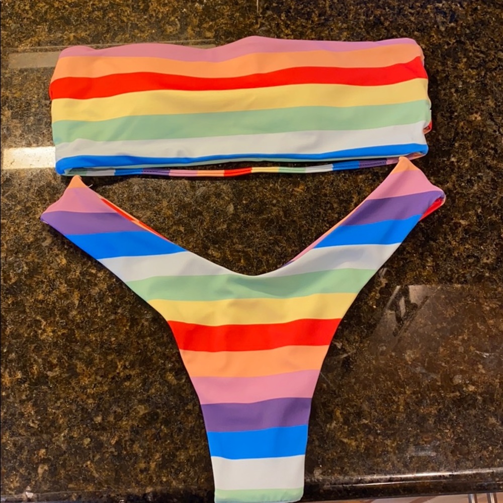 Rainbow bandeau bikini